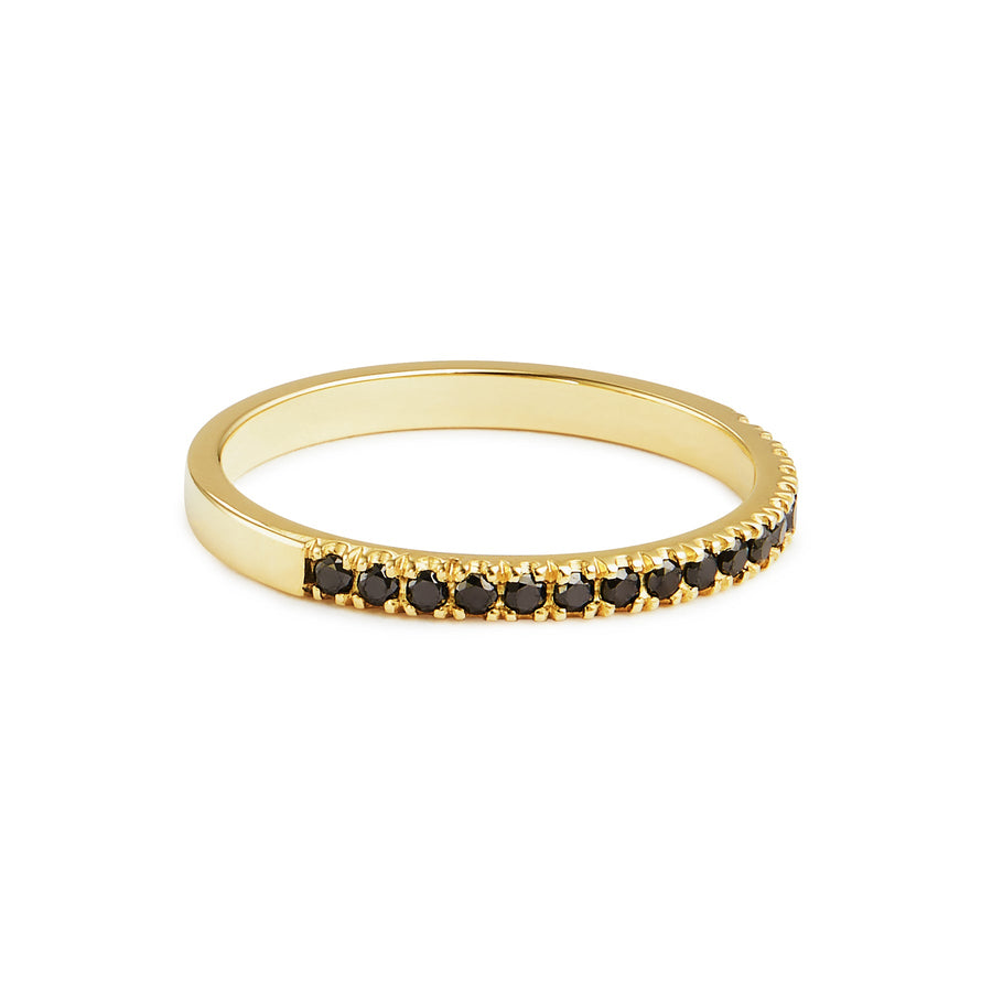 9ct Gold Black Diamond Half Eternity Ring