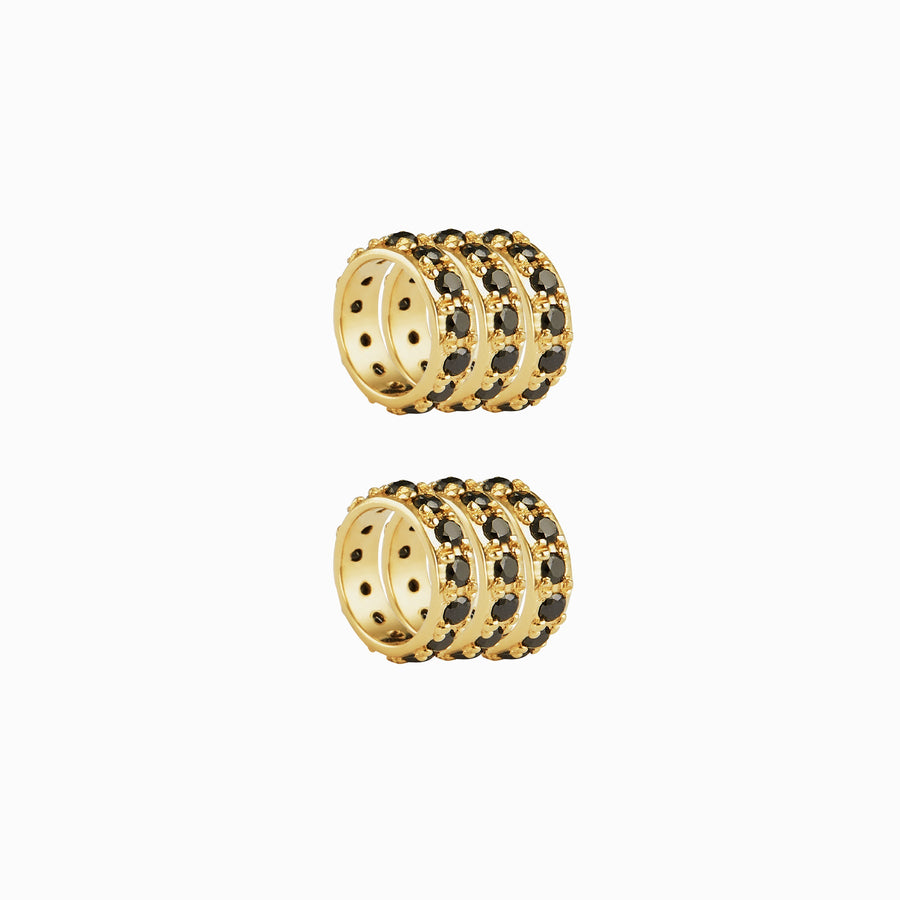9ct Gold Black Diamond Pavé Hoop Charms