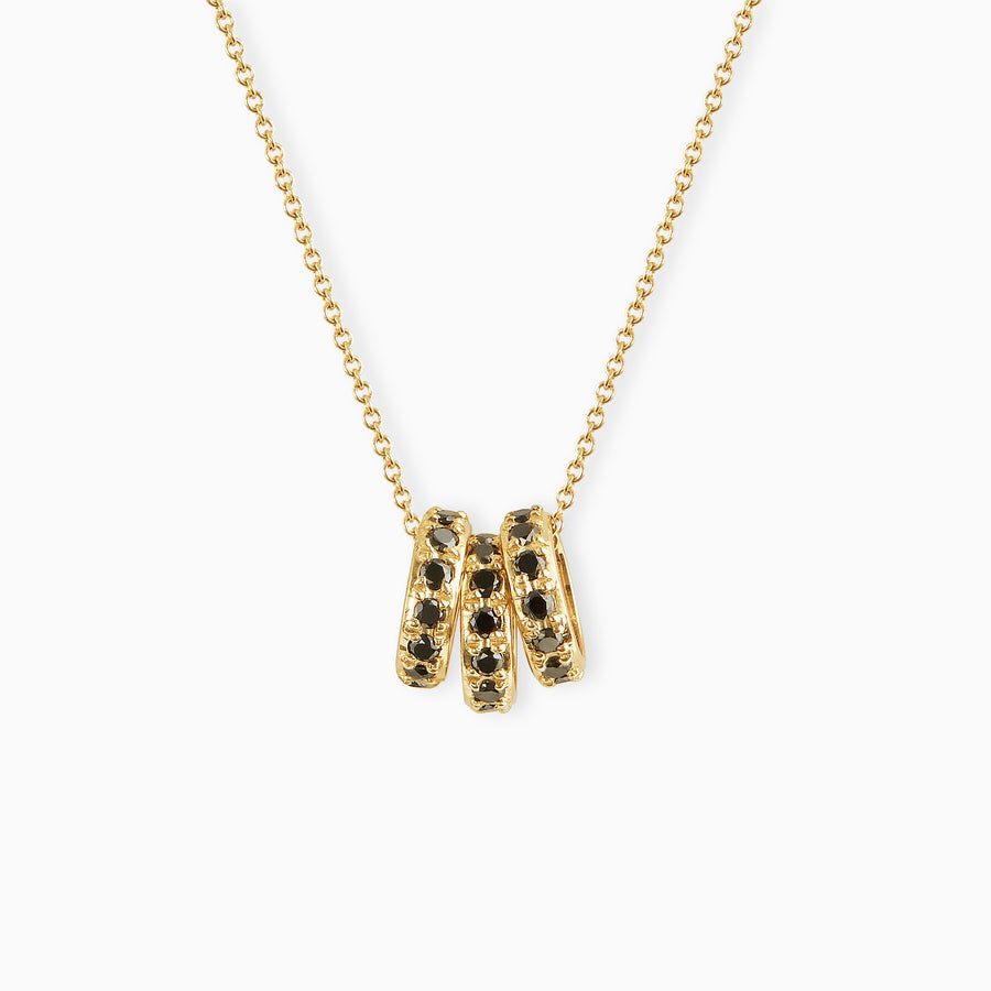 9ct Gold Black Diamond Triple Hoop Pendant & Chain