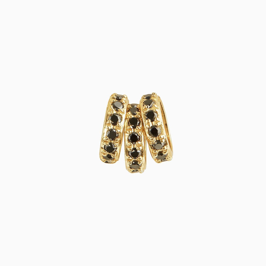 9ct Gold Black Diamond Triple Hoop Pendant & Chain