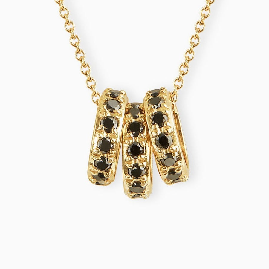 9ct Gold Black Diamond Triple Hoop Pendant & Chain