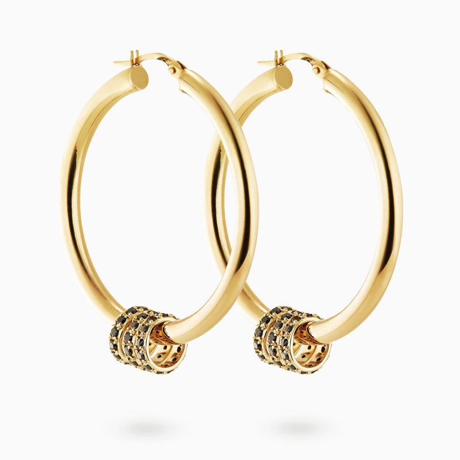 9ct Gold Black Diamond Pavé Hoop Charms
