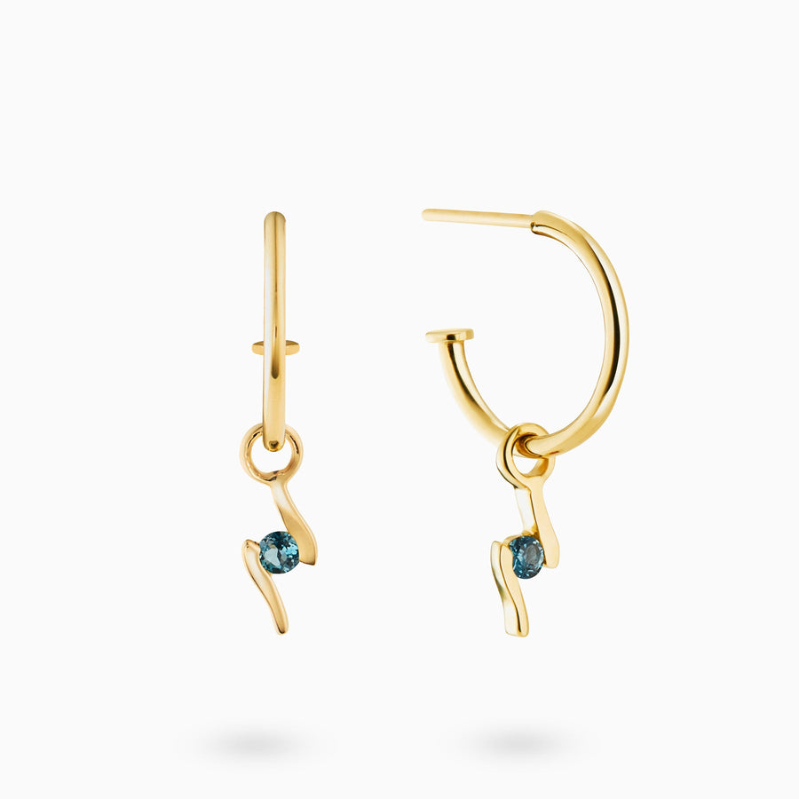 9ct Gold London Blue Topaz Hoop Earrings