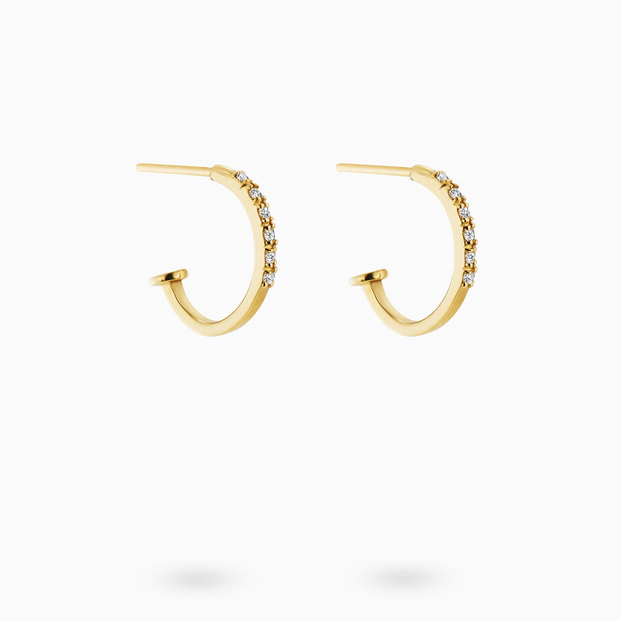 9ct Gold Oval Pavé White Diamond Earrings