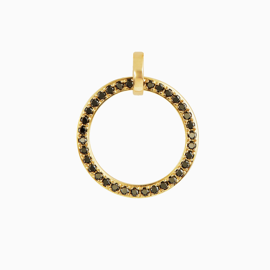 9ct Gold Pavé Black Diamond Circle Pendant
