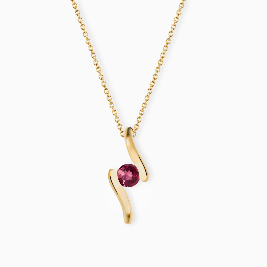 9ct Gold Pink Tourmaline Pendant & Chain