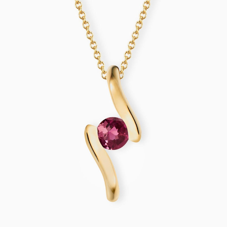 9ct Gold Pink Tourmaline Pendant & Chain