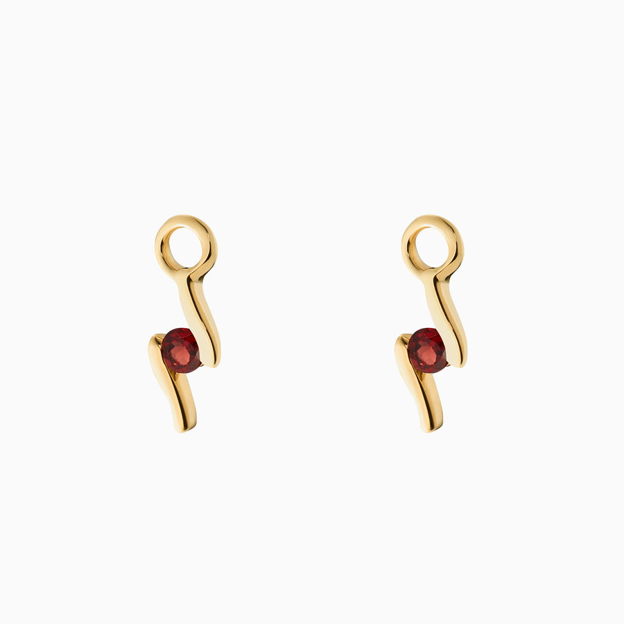 9ct Gold Red Garnet Earring Charms