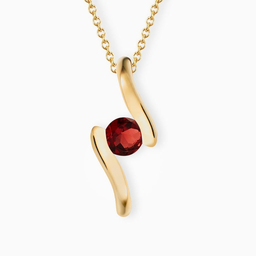 9ct Gold Red Garnet Pendant & Chain