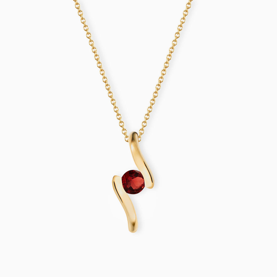 9ct Gold Red Garnet Pendant & Chain