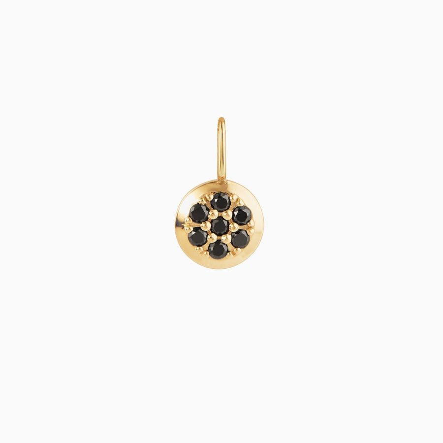 9ct Gold Pavé Black Diamond Round Bracelet Charm