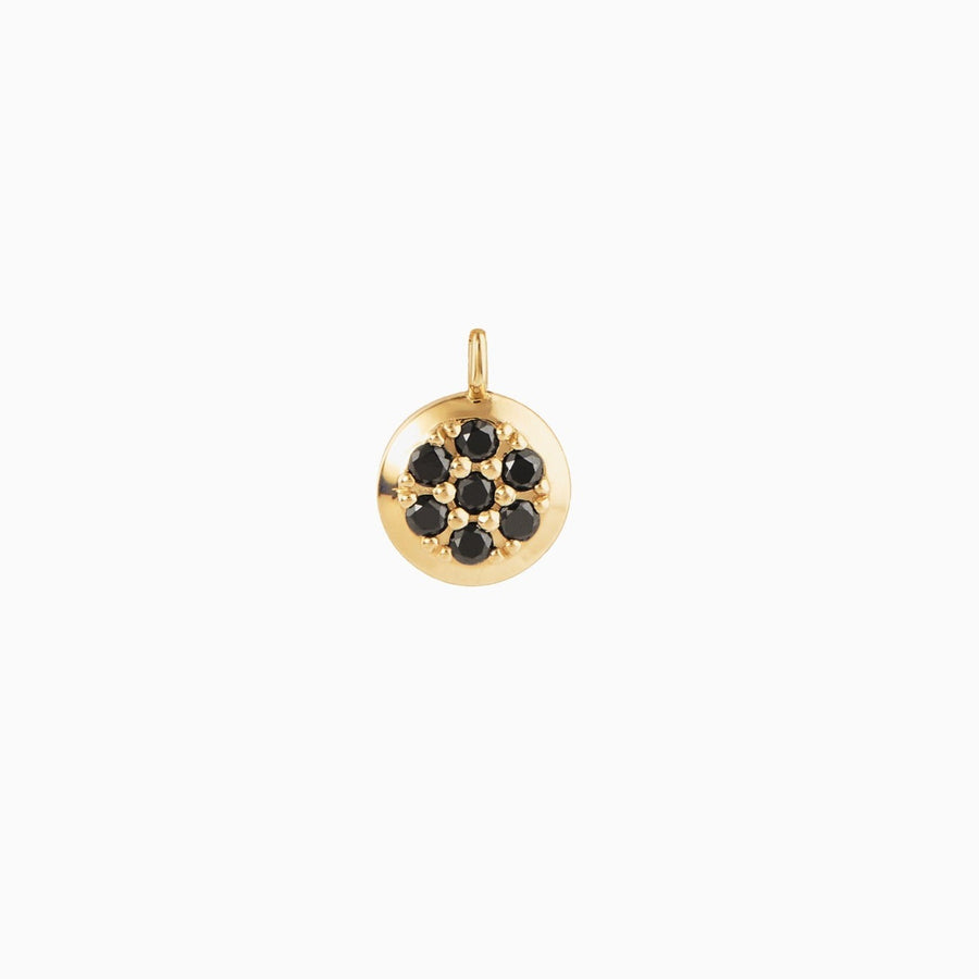 9ct Gold Pavé Black Diamond Round Pendant