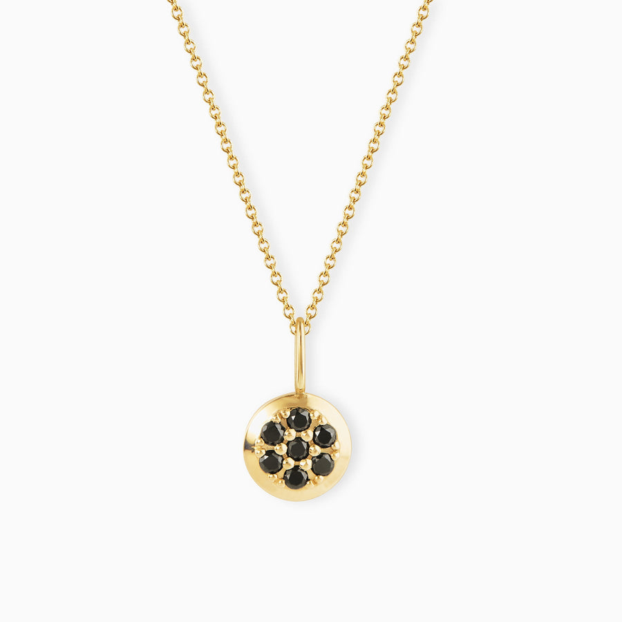 9ct Gold Pavé Black Diamond Round Pendant & Chain