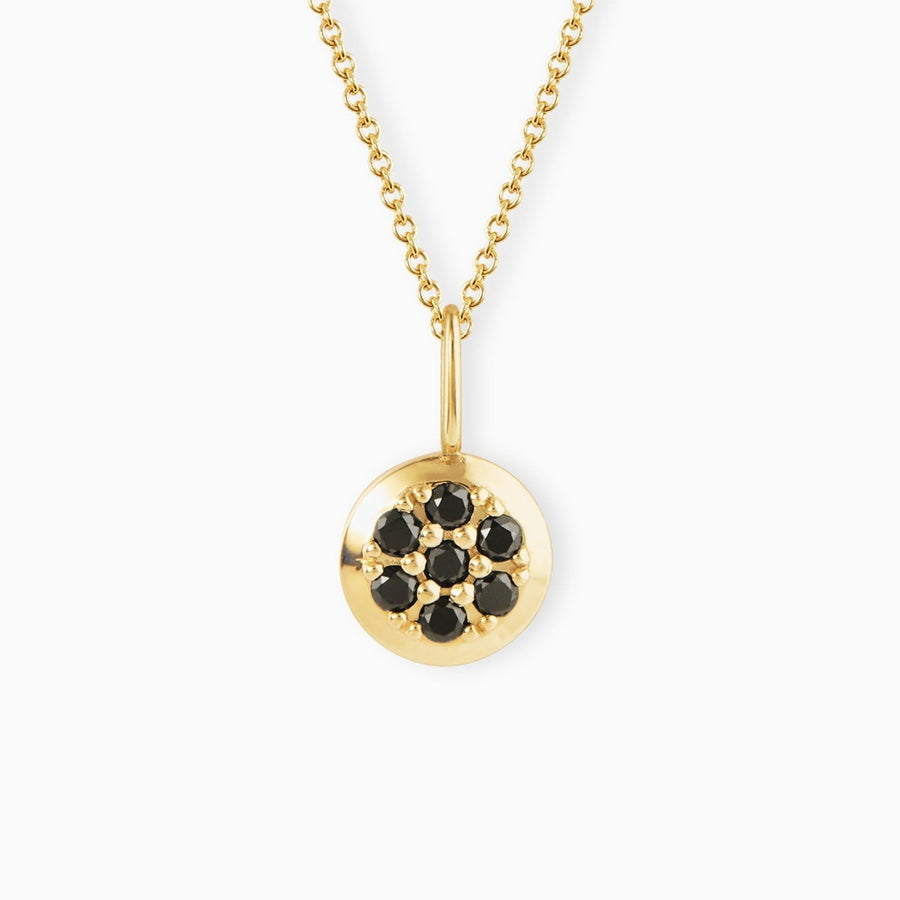 9ct Gold Pavé Black Diamond Round Pendant