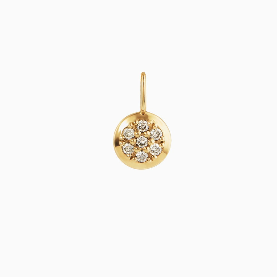 9ct Gold Pavé White Diamond Round Bracelet Charm & Chain