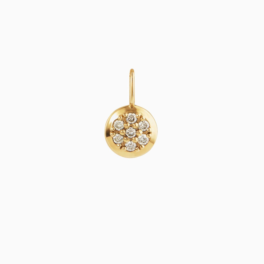 9ct Gold Pavé White Diamond Round Bracelet Charm