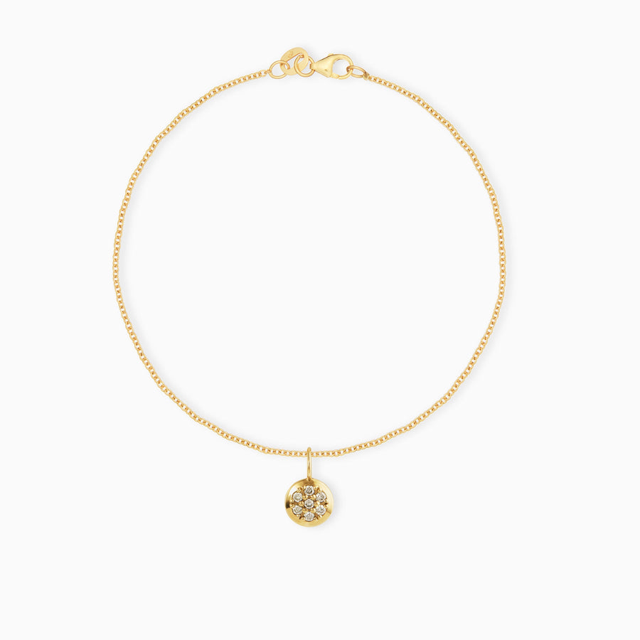 9ct Gold Pavé White Diamond Round Bracelet Charm & Chain