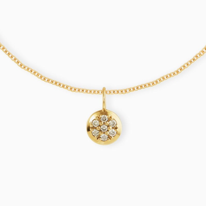 9ct Gold Pavé White Diamond Round Bracelet Charm