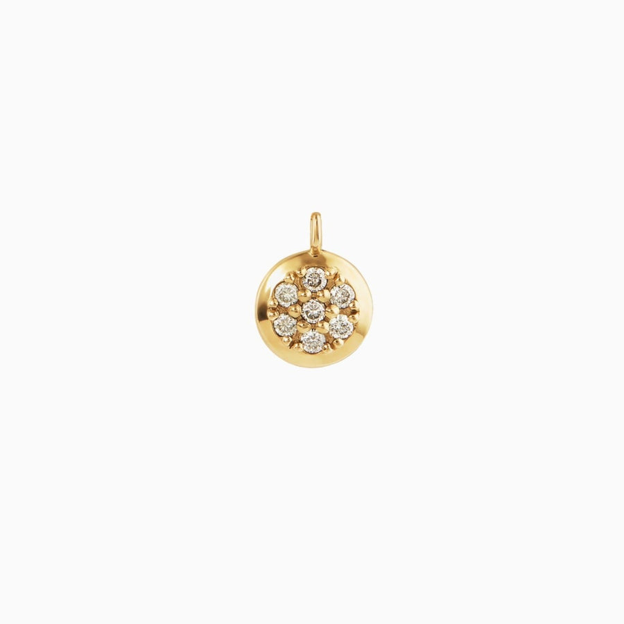 9ct Gold Pavé White Diamond Round Pendant