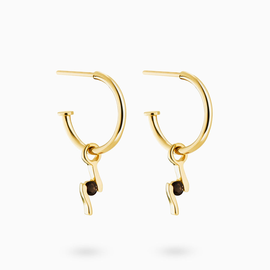 9ct Gold Smokey Quartz Hoop Earrings