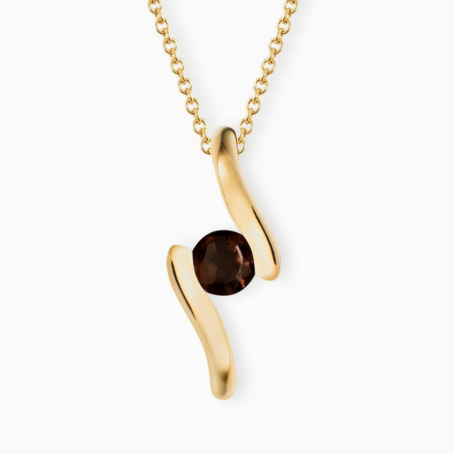 9ct Gold Smokey Quartz Pendant & Chain