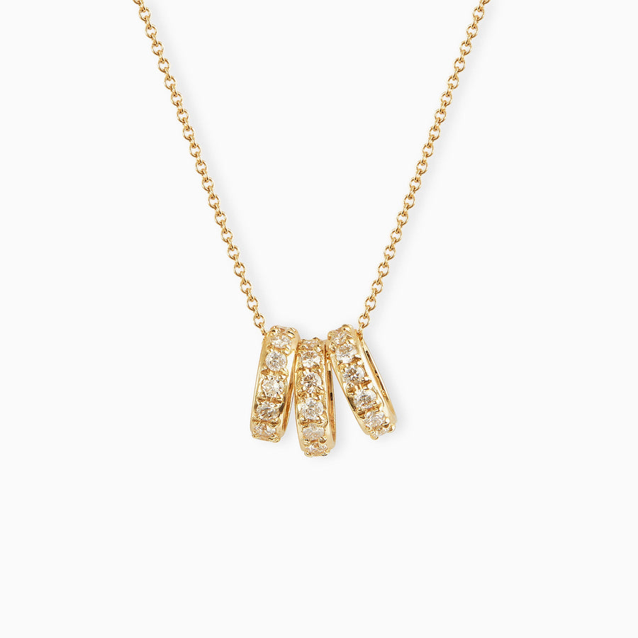 9ct Gold White Diamond Triple Hoop Pendant & Chain