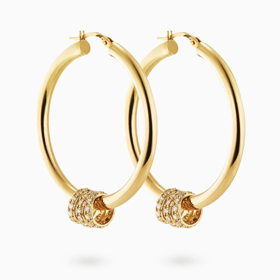 9ct Gold White Diamond Pavé Hoop Charms