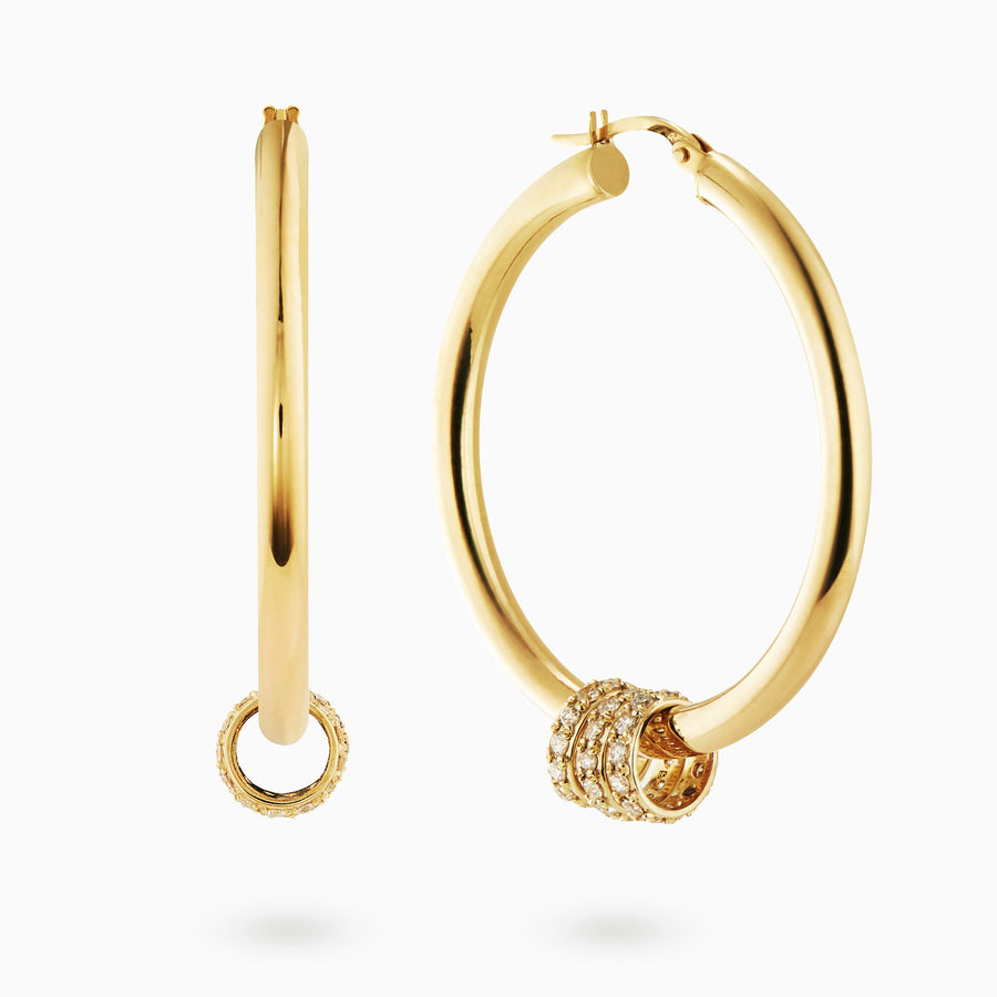 9ct Gold White Diamond Pavé Hoop Charms