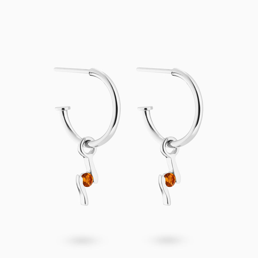 Sterling Silver Citrine Hoop Earrings
