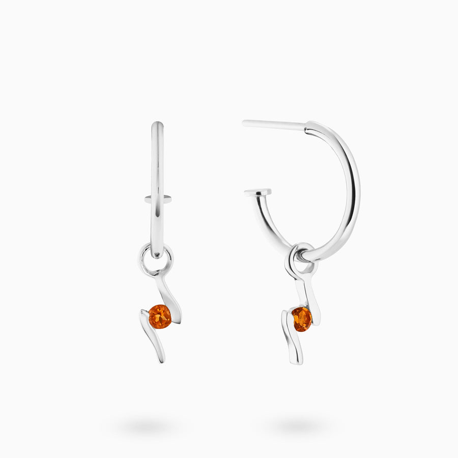 Sterling Silver Citrine Hoop Earrings