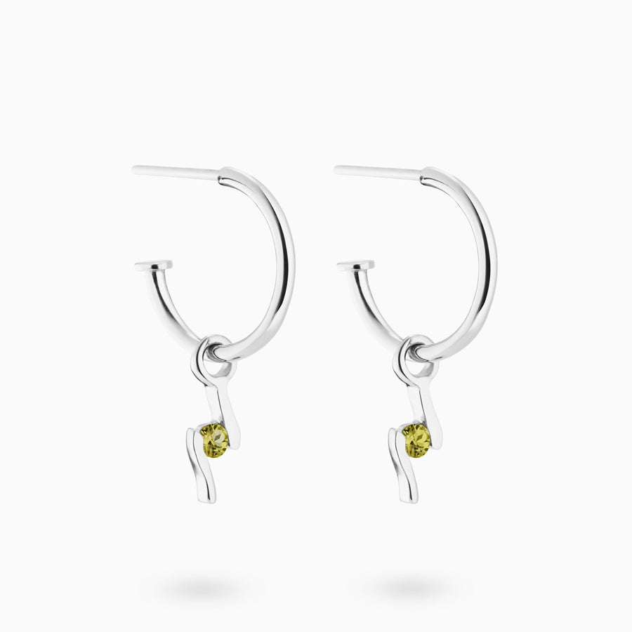 Sterling Silver Peridot Hoop Earrings