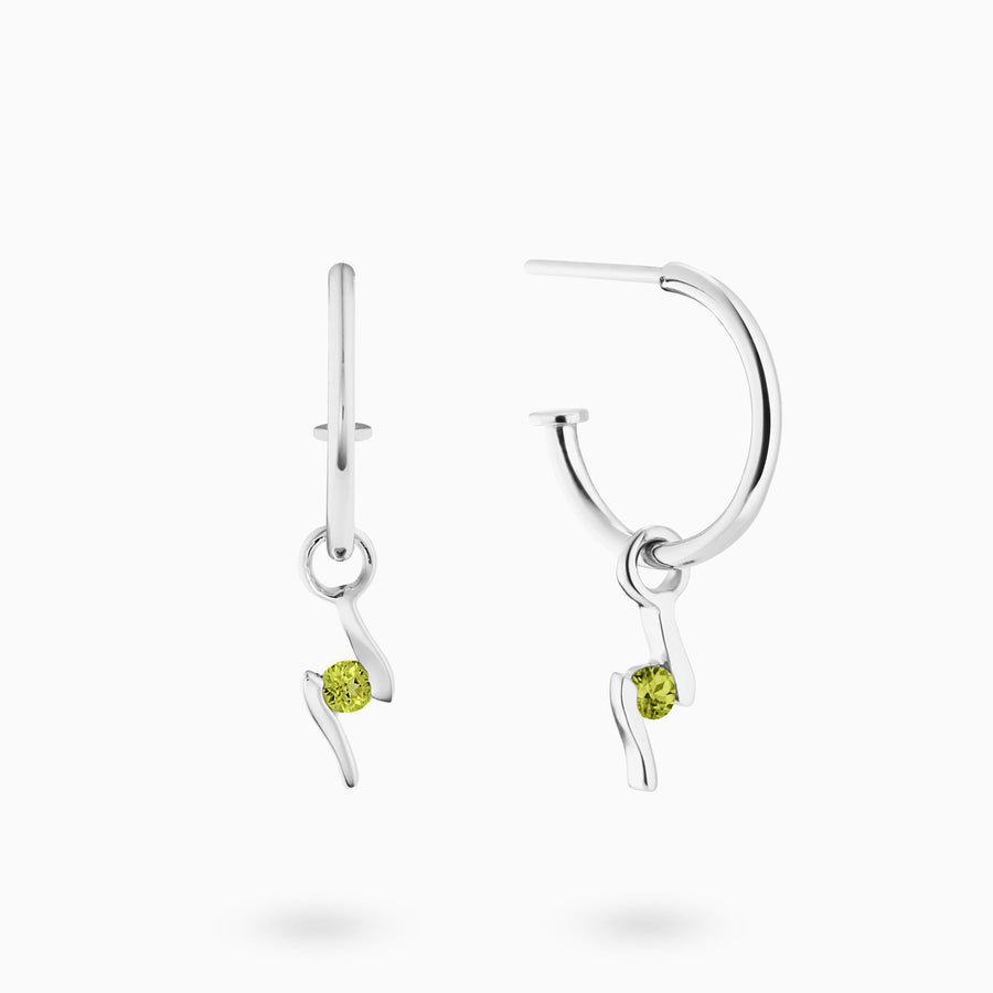 Sterling Silver Peridot Hoop Earrings