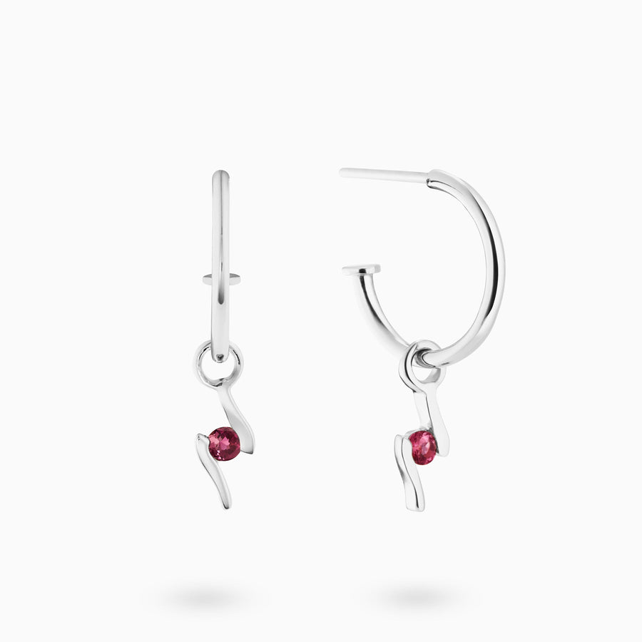 Sterling Silver Pink Tourmaline Hoop Earrings