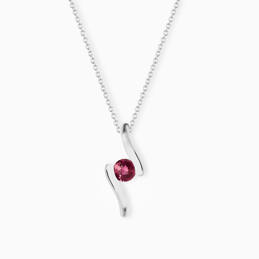 Sterling Silver Pink Tourmaline Pendant & Chain