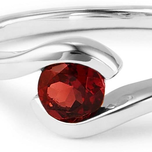 Sterling Silver Red Garnet Ring