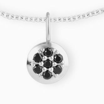 Sterling Silver Pavé Black Diamond Round Bracelet Charm
