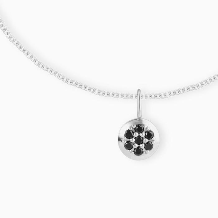 Sterling Silver Pavé Black Diamond Round Charm & Bracelet