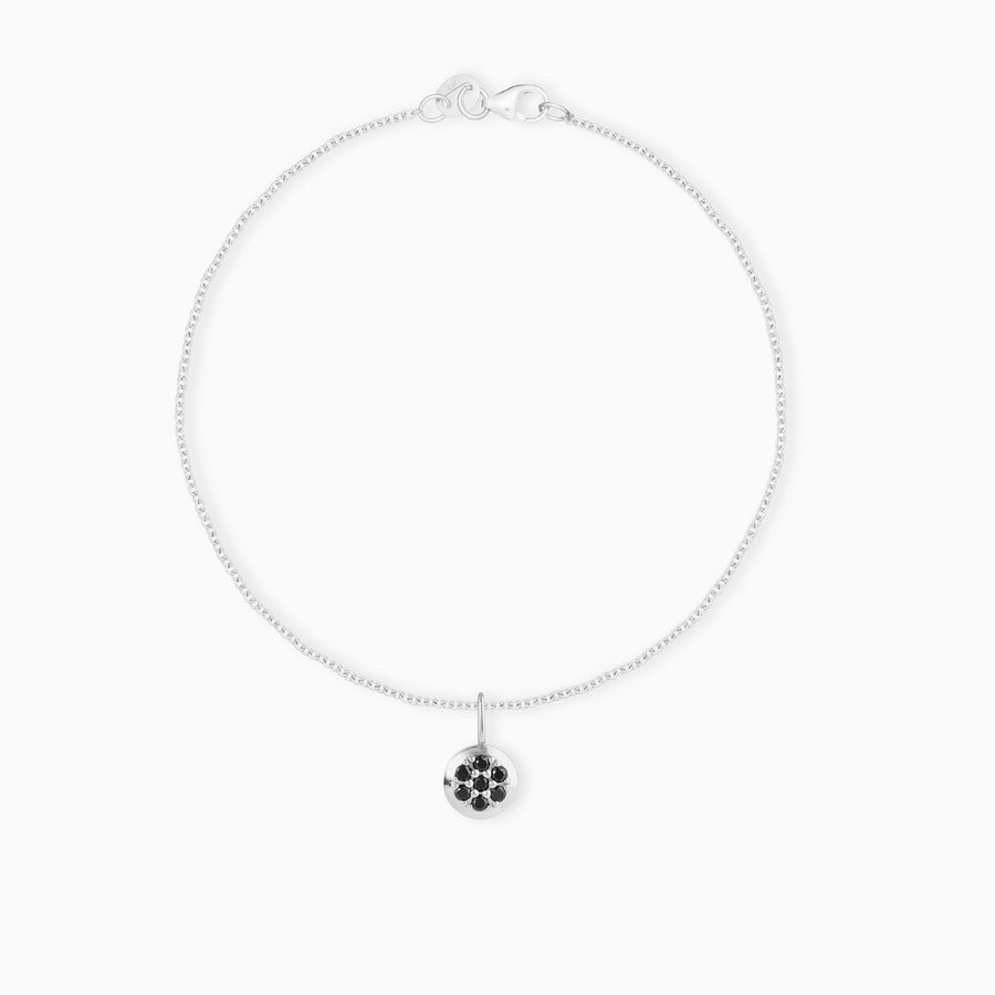 Sterling Silver Pavé Black Diamond Round Charm & Bracelet