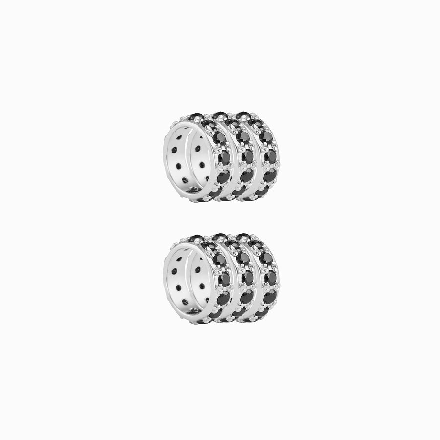 Sterling Silver Black Diamond Pavé Hoop Charms