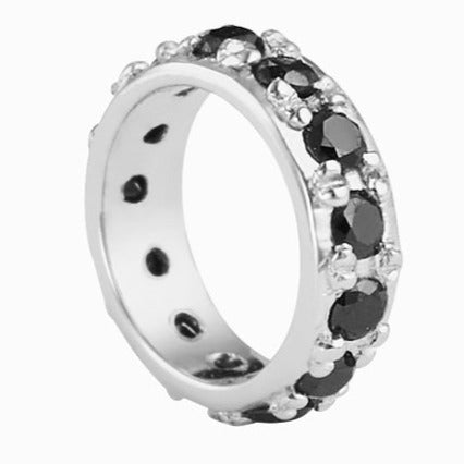 Sterling Silver Black Diamond Triple Hoop Pendant & Chain