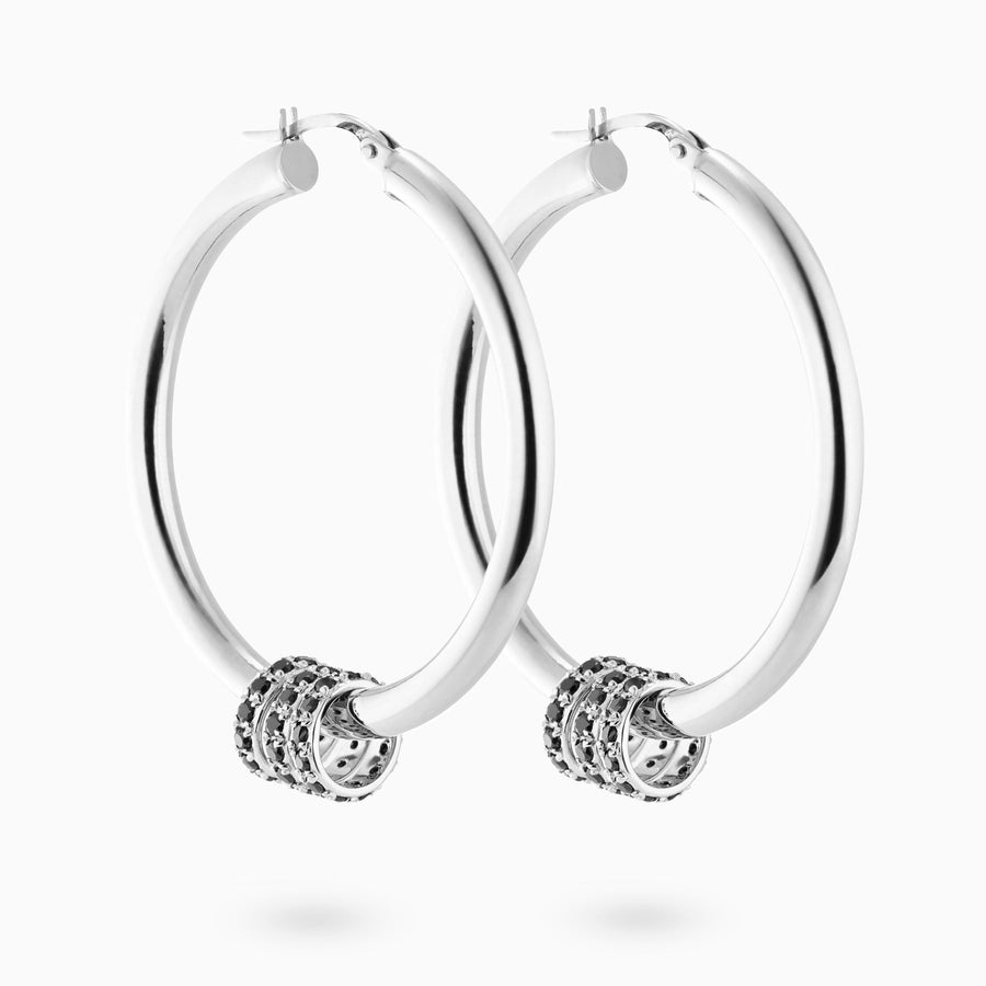 Sterling Silver Black Diamond Pavé Hoop Charms