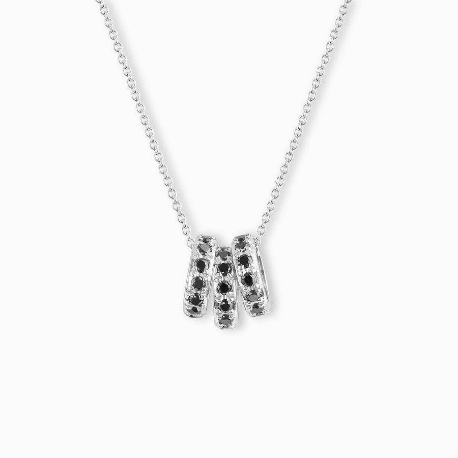 Sterling Silver Black Diamond Triple Hoop Pendant & Chain