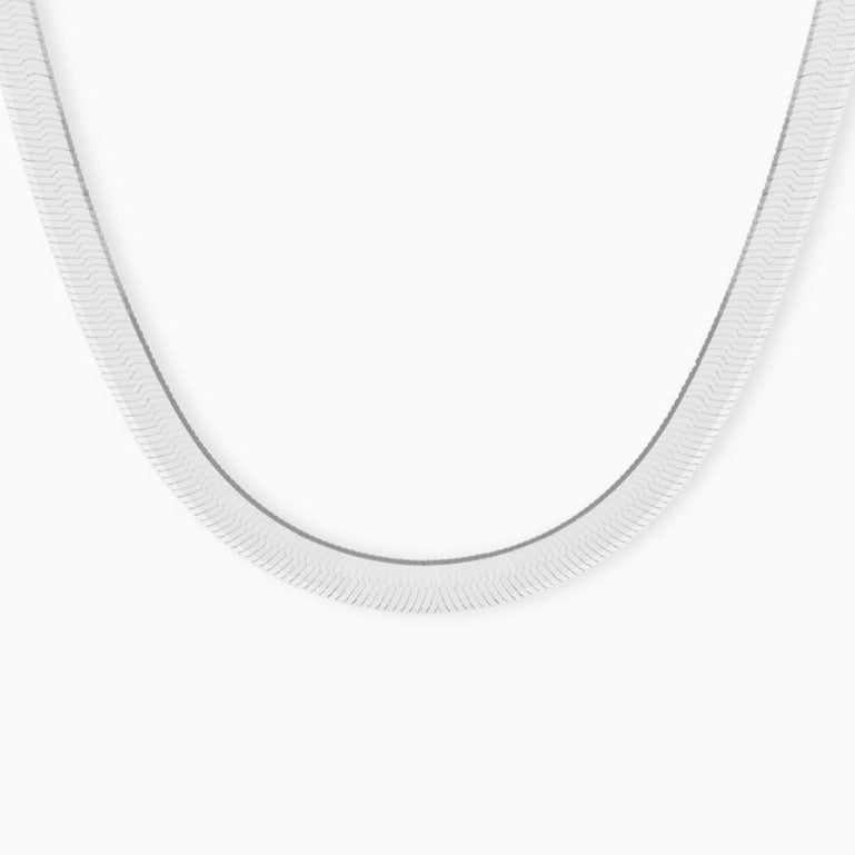 Sterling Silver Herringbone Chain Necklace 40cm