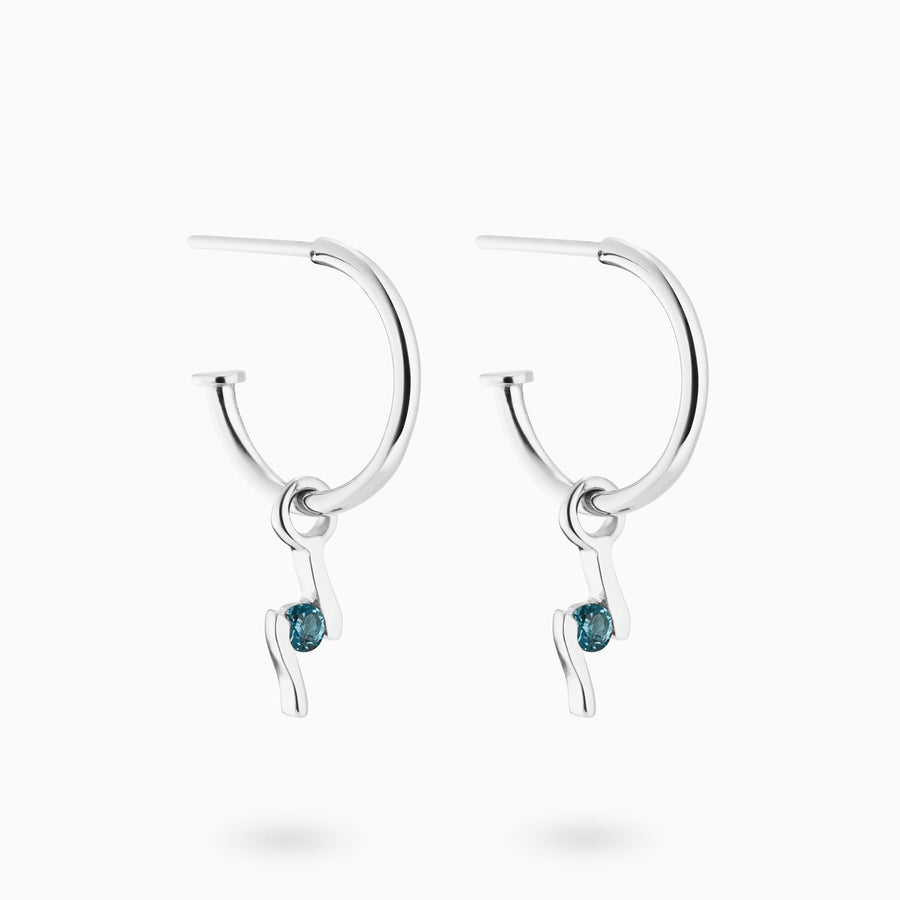 Sterling Silver London Blue Topaz Hoop Earrings