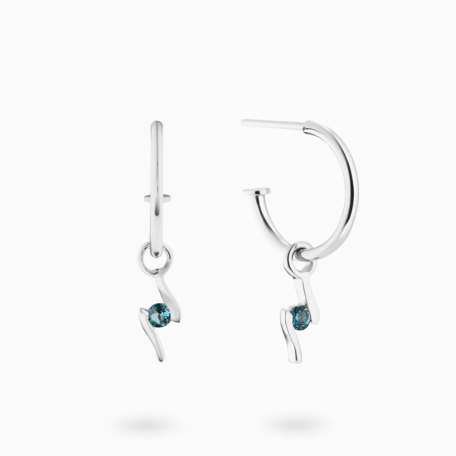 Sterling Silver London Blue Topaz Hoop Earrings
