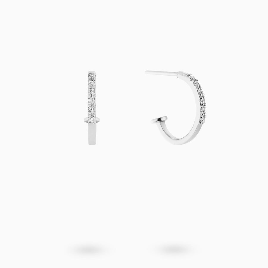 Sterling Silver Oval Pavé Diamond Earrings