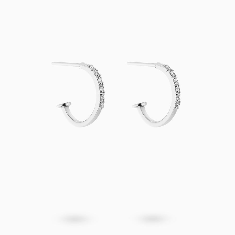 Sterling Silver Oval Pavé Diamond Earrings