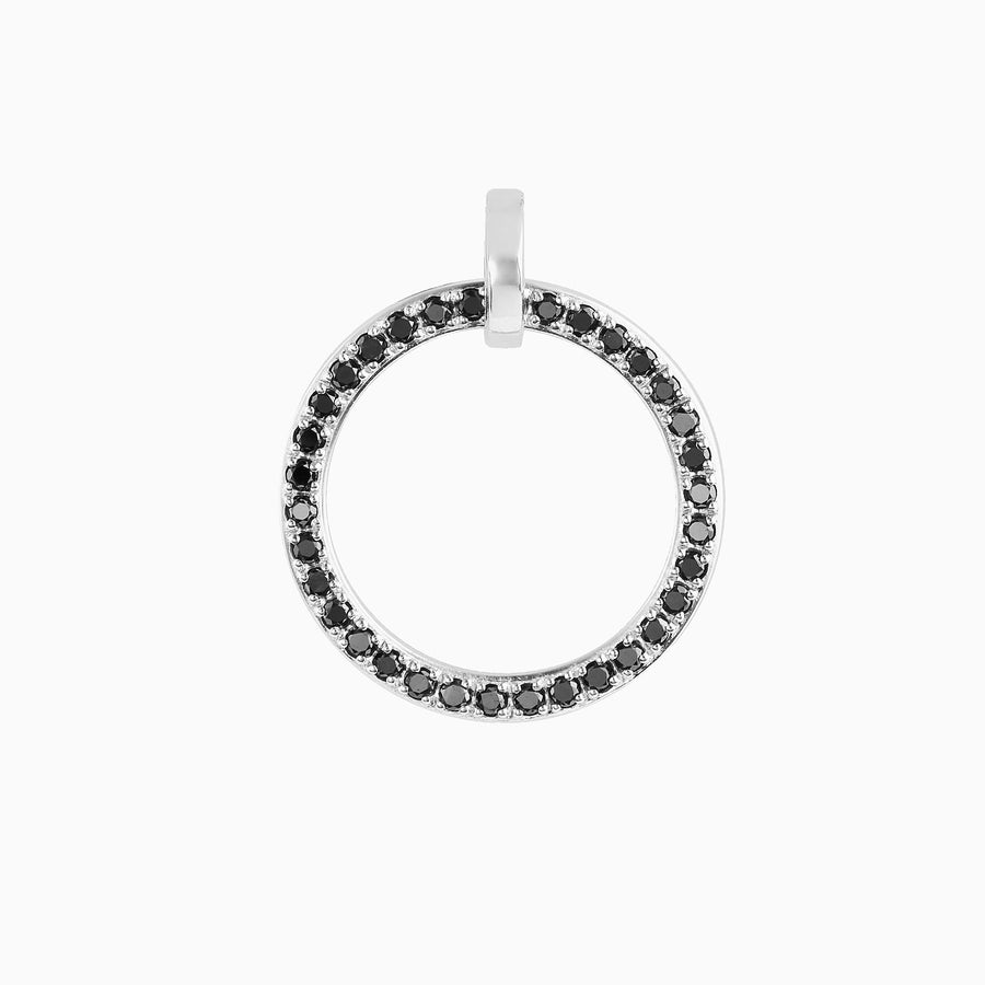 Sterling Silver Pavé Black Diamond Circle Pendant