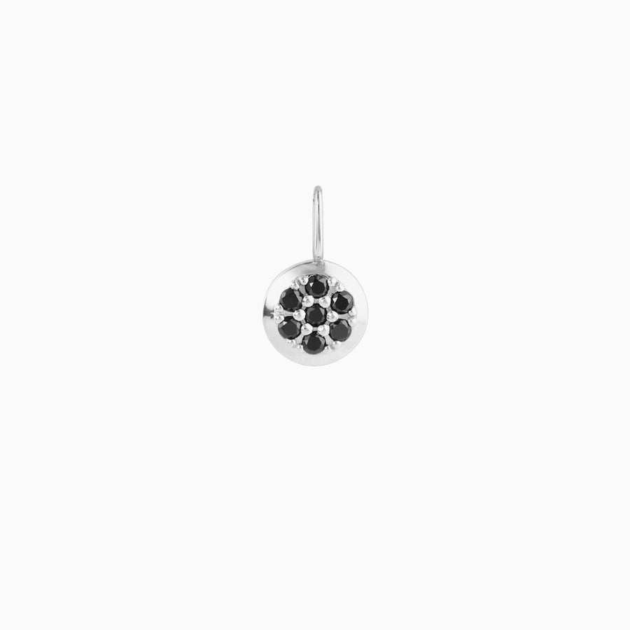Sterling Silver Pavé Black Diamond Round Bracelet Charm