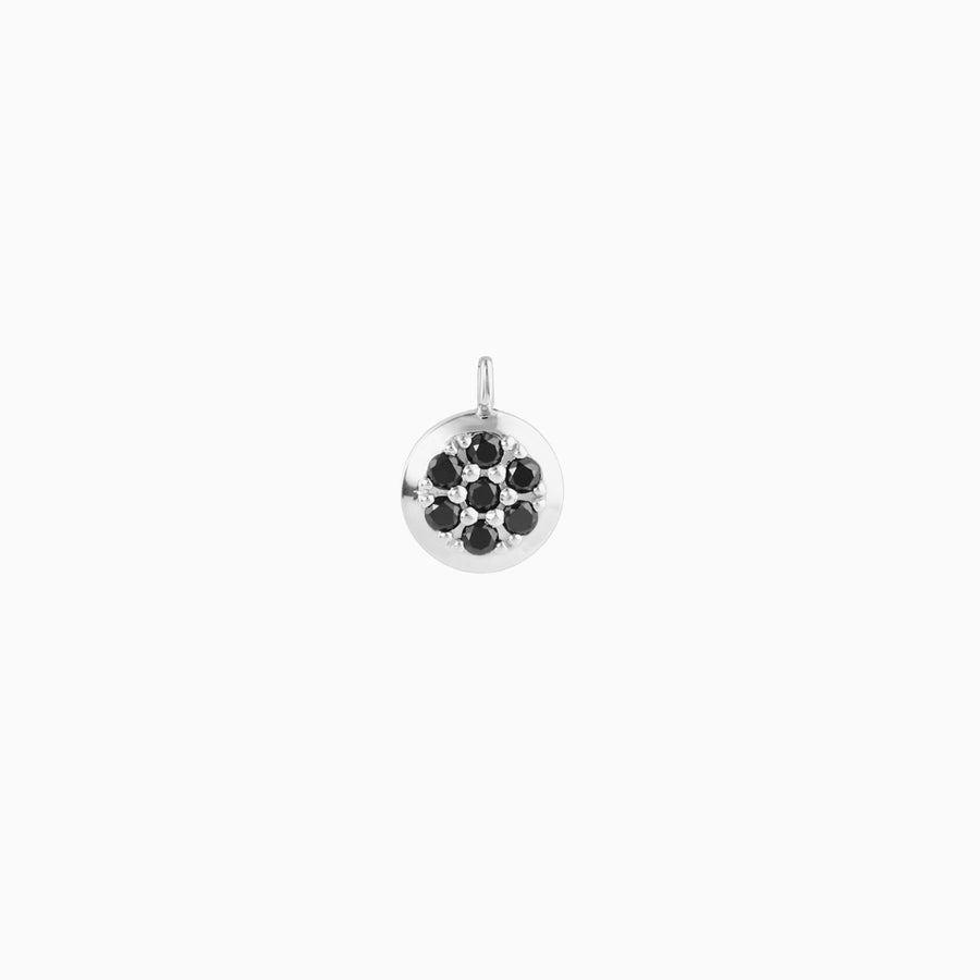 Sterling Silver Pavé Black Diamond Round Pendant